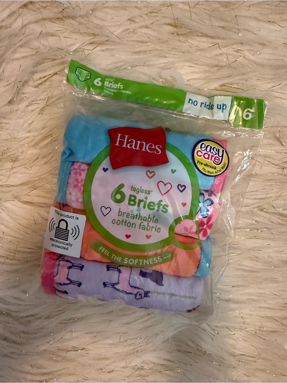 Hanes Girls 6-Pack Briefs - Pink, Blue, Purple